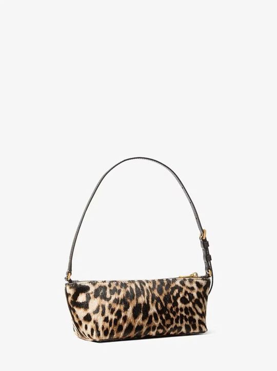 michael kors laila small leopard print calf hair pochette