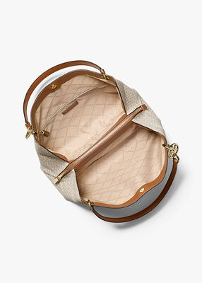 michael kors christina large signature logo shoulder bag