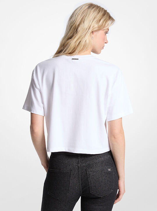 michael kors logo studded cotton jersey t shirt
