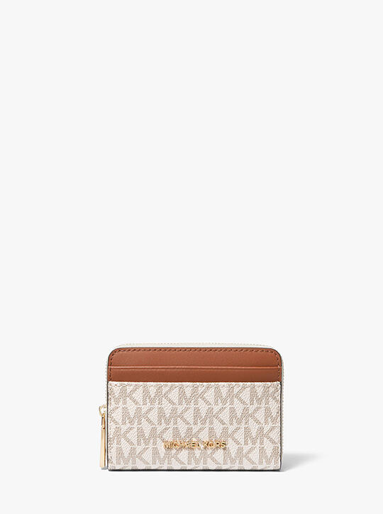 michael kors jet set small signature logo zip around card case