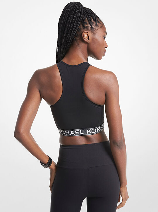 حمالة صدر رياضية بشريط شعار الماركة من النايلون المطاطي michael kors حمالة صدر رياضية بشريط شعار الماركة من النايلون المطاطي