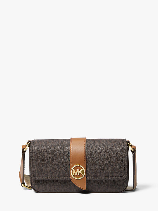 michael kors greenwich extra small logo and faux leather sling crossbody bag