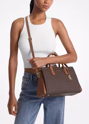 michael kors laila medium signature logo satchel