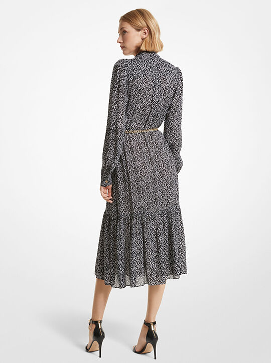 michael kors فستان بحزام جورجيت بطبعة جلد حيوان