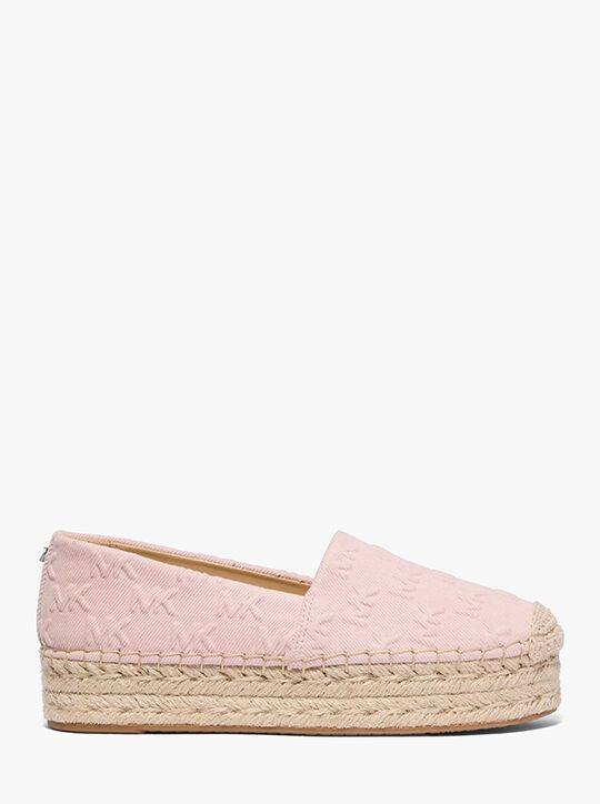Lynn Logo Embossed Denim Platform Espadrille michael kors lynn logo embossed denim platform espadrille