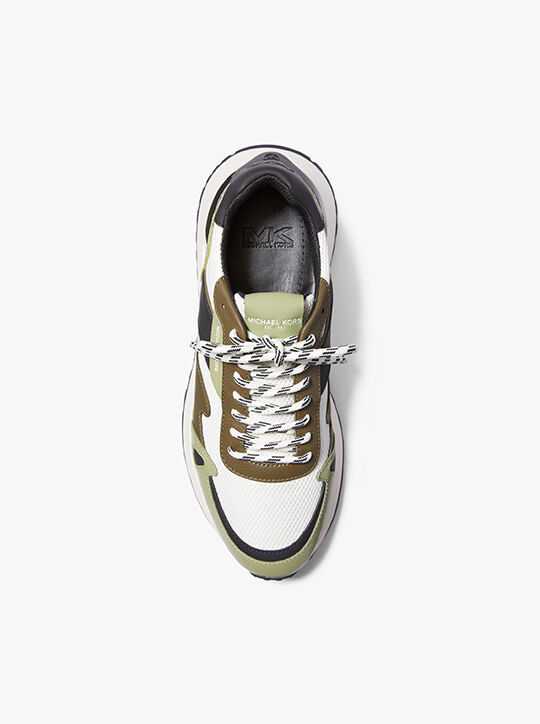 Miles Color-Block Signature Logo and Mesh Trainer michael kors miles color block signature logo and mesh trainer