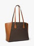 michael kors taryn large signature logo and leather tote bag