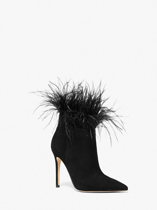 Whitby Feather Trim Suede Ankle Boot