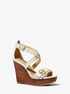 Carmen Logo and Faux Leather Wedge Sandal michael kors carmen logo and faux leather wedge sandal