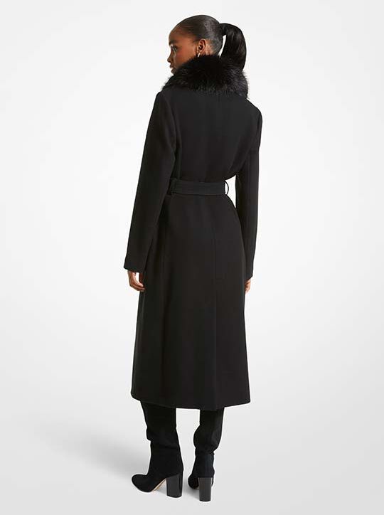 Fur Trim Wool Blend Coat michael kors fur trim wool blend coat
