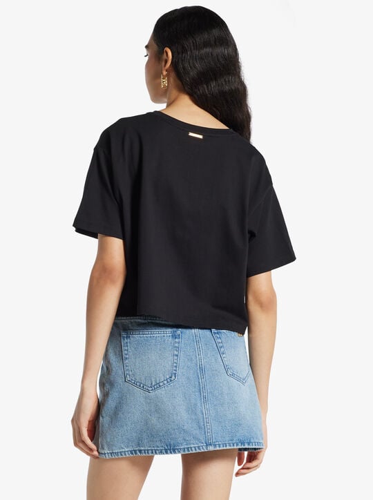Logo Embossed Cotton T-Shirt michael kors logo embossed cotton t shirt