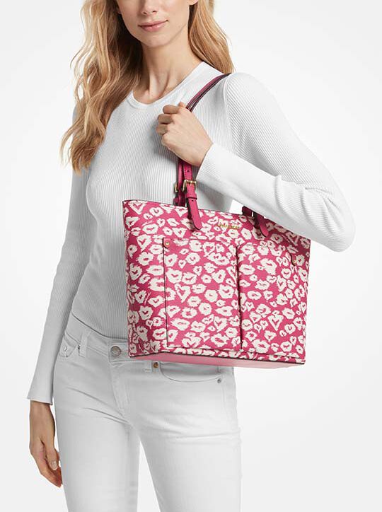 michael kors حقيبة حمل متوسطة الحجم بطباعة حيوانية