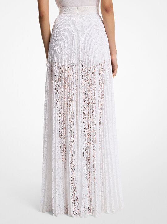 michael kors pleated floral lace maxi skirt