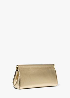 michael kors carmine medium metallic pebbled leather pochette