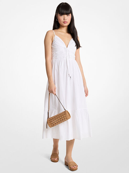 michael kors cotton poplin midi dress