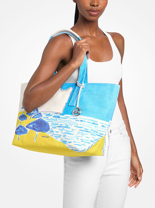 Michael Kors X Christina Zimpel Large Cotton Canvas Tote Bag michael kors x christina zimpel large cotton canvas tote bag