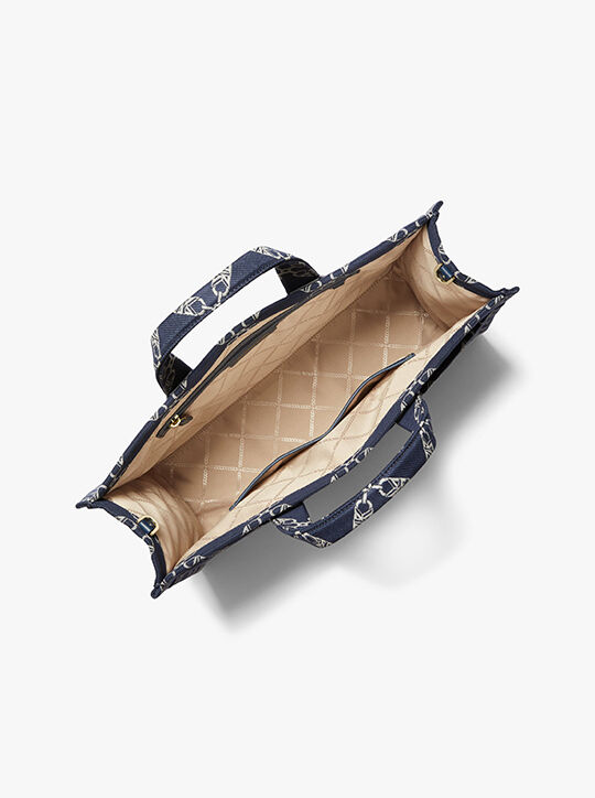 michael kors gigi large empire logo jacquard tote bag