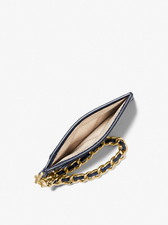 Small Pebbled Leather Chain Card Case michael kors small pebbled leather chain card case