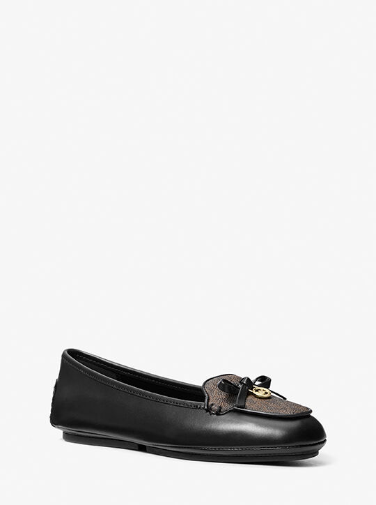 Wendy Leather and Signature Logo Moccasin michael kors wendy leather and signature logo moccasin
