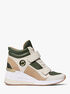 Gentry Leather and Canvas High-Top Wedge Trainer michael kors gentry leather and canvas high top wedge trainer