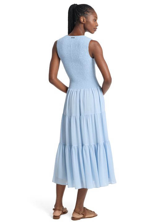 Smocked Georgette Midi Dress michael kors smocked georgette midi dress