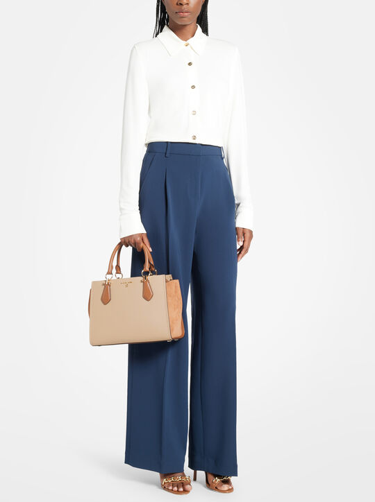 Marilyn Medium Two-Tone Saffiano Leather Satchel michael kors marilyn medium two tone saffiano leather satchel