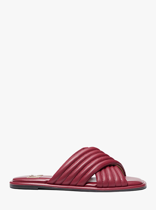 Portia Quilted Leather Slide Sandal michael kors portia quilted leather slide sandal