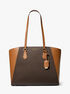 michael kors taryn large signature logo and leather tote bag