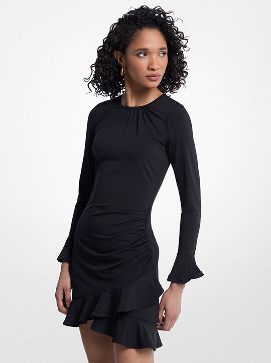 michael kors ruffled stretch matte jersey dress