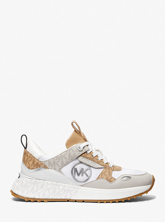 Theo Leather and Two-Tone Logo Trainer michael kors theo leather and two tone logo trainer