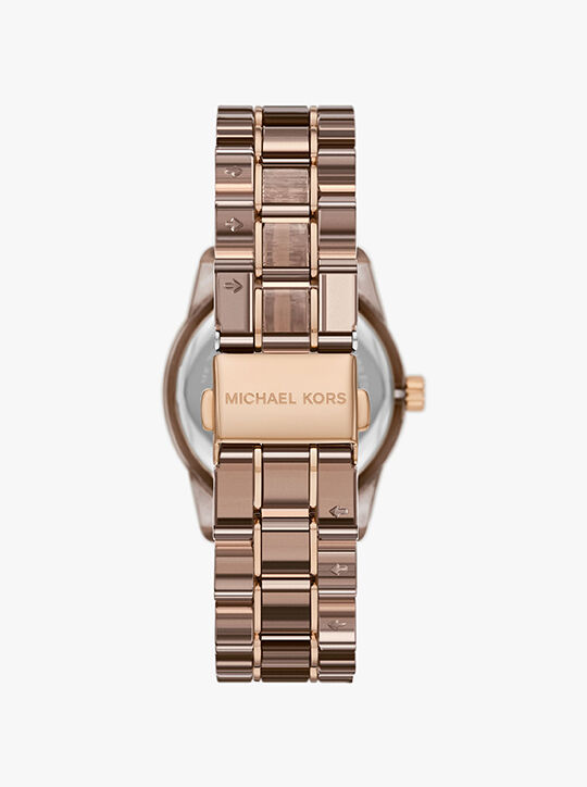 Ritz Pavé Beige Gold-Tone and Acetate Watch michael kors ritz pav beige gold tone and acetate watch