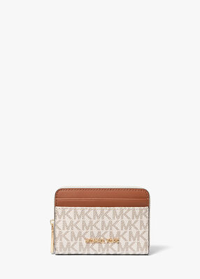 michael kors jet set small signature logo zip around card case
