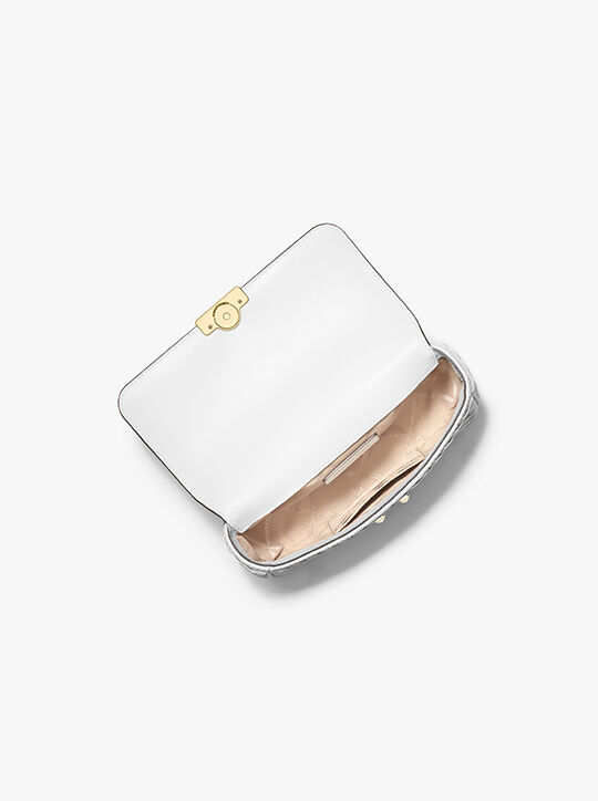 michael kors حقيبة كتف تريبيكا صغيرة من الجلد المنسوج