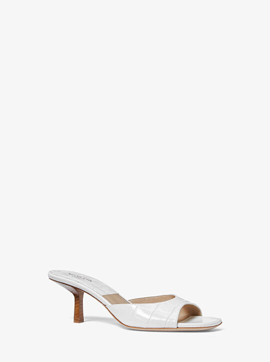 michael kors صندل أنيتا من الجلد المنقوش بنقشة التمساح