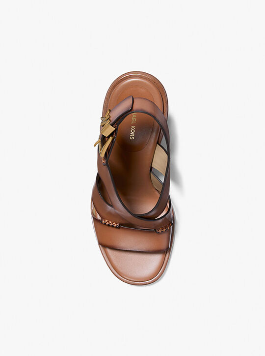 صندل بكعب عريض رافن من الجلد المصقول michael kors صندل بكعب عريض رافن من الجلد المصقول