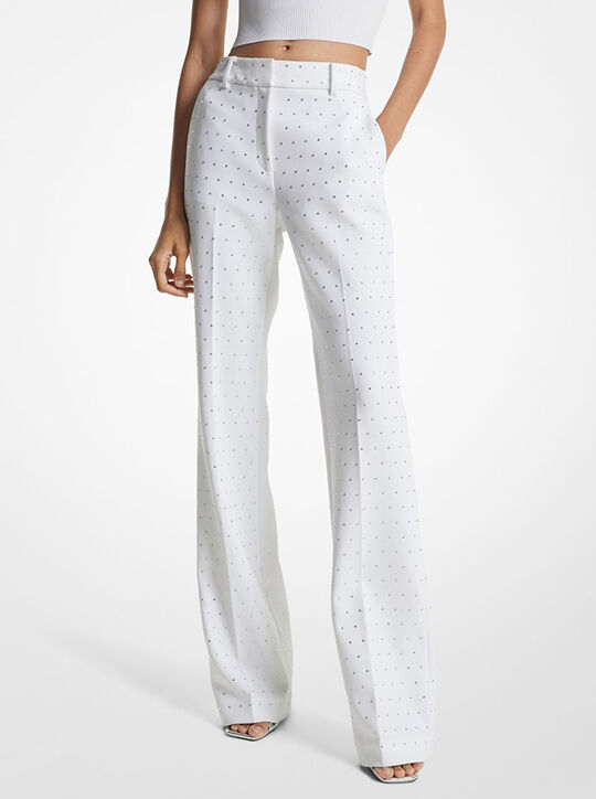 Crystal Embellished Stretch Crepe Bootcut Pants michael kors crystal embellished stretch crepe bootcut pants