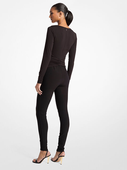 michael kors stretch matte jersey gathered jumpsuit