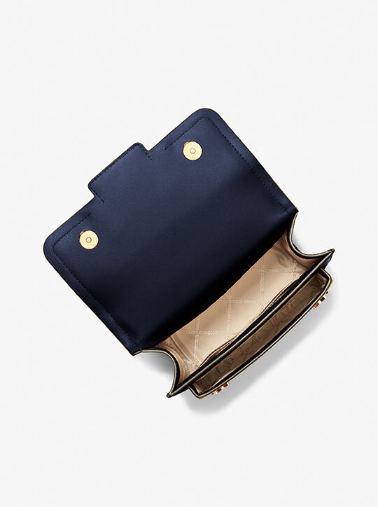 Heather Large Studded Crocodile Embossed Leather Shoulder Bag michael kors heather large studded crocodile embossed leather shoulder bag