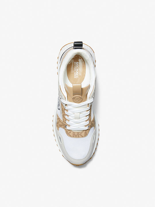 Theo Leather and Two-Tone Logo Trainer michael kors theo leather and two tone logo trainer