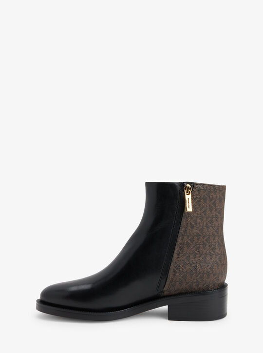 michael kors regan leather and signature logo ankle boot