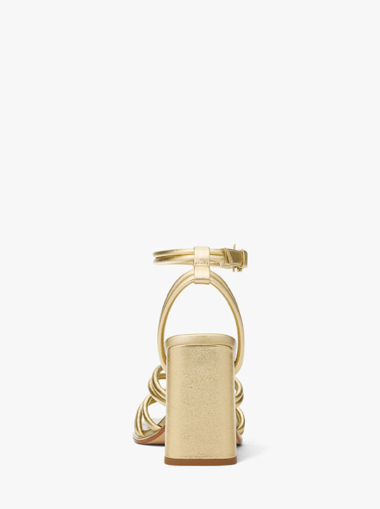 michael kors astra metallic leather sandal