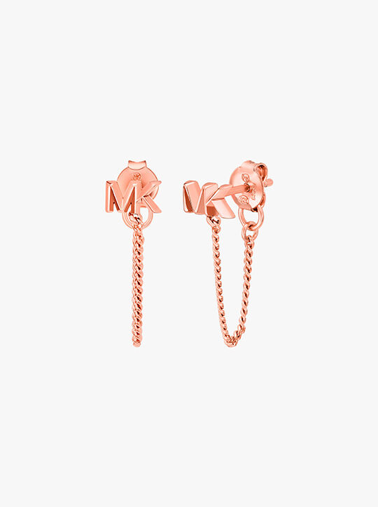 michael kors precious metal plated sterling silver logo chain earrings