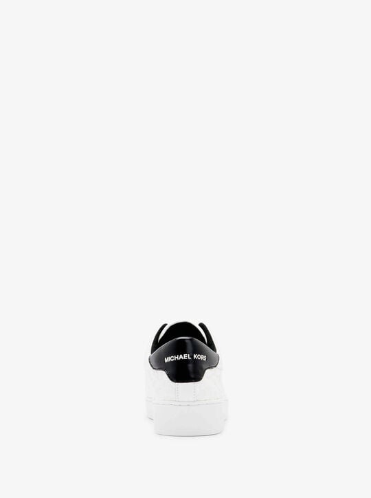 Keaton Logo Embossed Leather Zip-Up Sneaker michael kors keaton logo embossed leather zip up sneaker