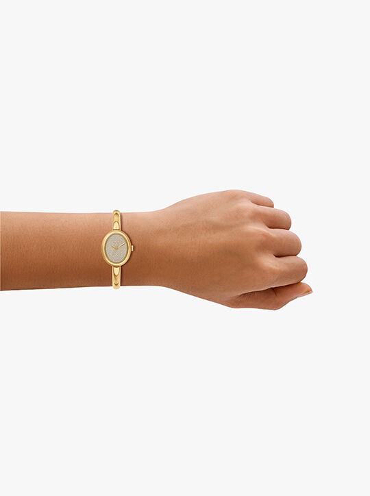 michael kors maude three hand gold tone stainless steel watch