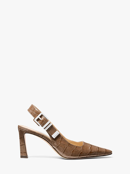 Darrington Crocodile Embossed Leather Slingback Pump michael kors darrington crocodile embossed leather slingback pump