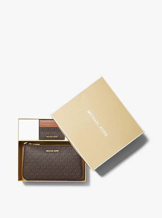 michael kors medium logo pouch and card case gift set