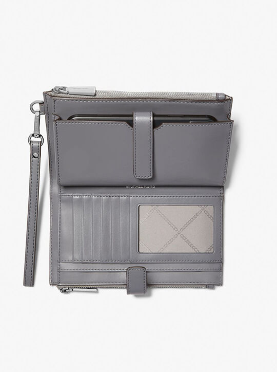 Jet Set Large Metallic Signature Logo Smartphone Wristlet michael kors jet set large metallic signature logo smartphone wristlet