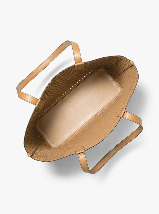 michael kors eliza extra large woven leather tote bag