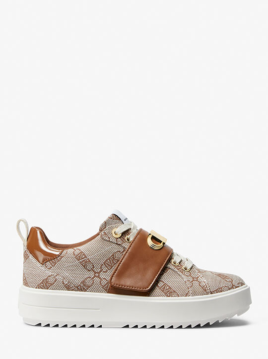 michael kors emmett embellished empire logo jacquard trainer