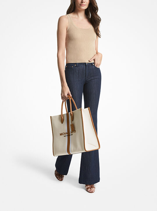 Mirella Large Canvas Tote Bag michael kors mirella large canvas tote bag